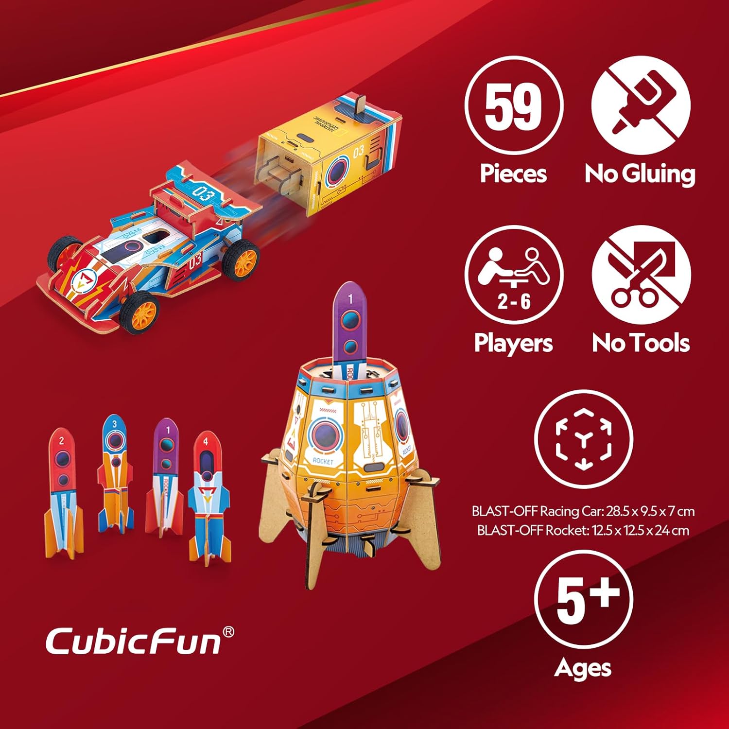 Cubic Fun National Geographic 2 in 1 Blast-Off Rocket & Racing Car Cubic Fun