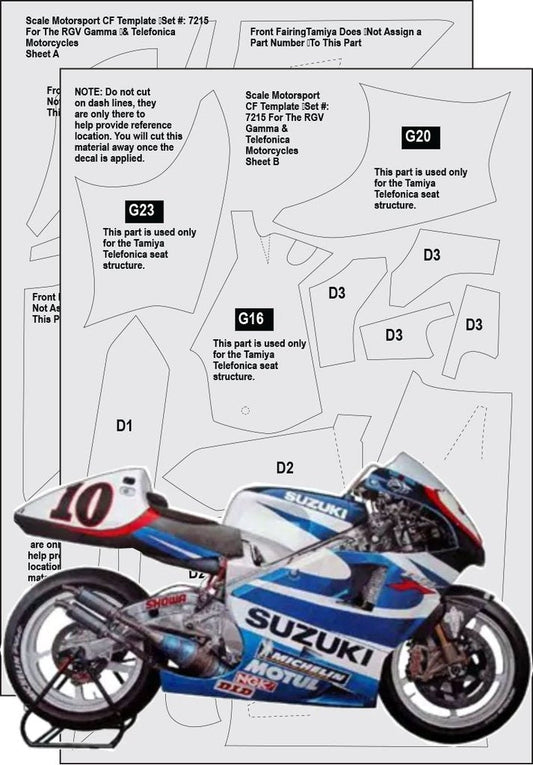 Scale Motorsport 1/12 Suzuki RGV & Telefonica Fibre Template Set Scale Motorsport