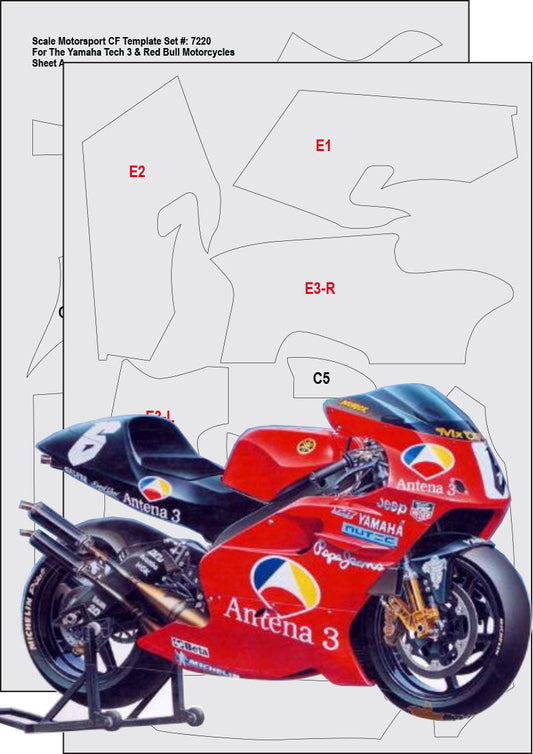 Scale Motorsport 1/12 Yamaha Antenna 3 & Red Bull  Fibre Template Set Scale Motorsport