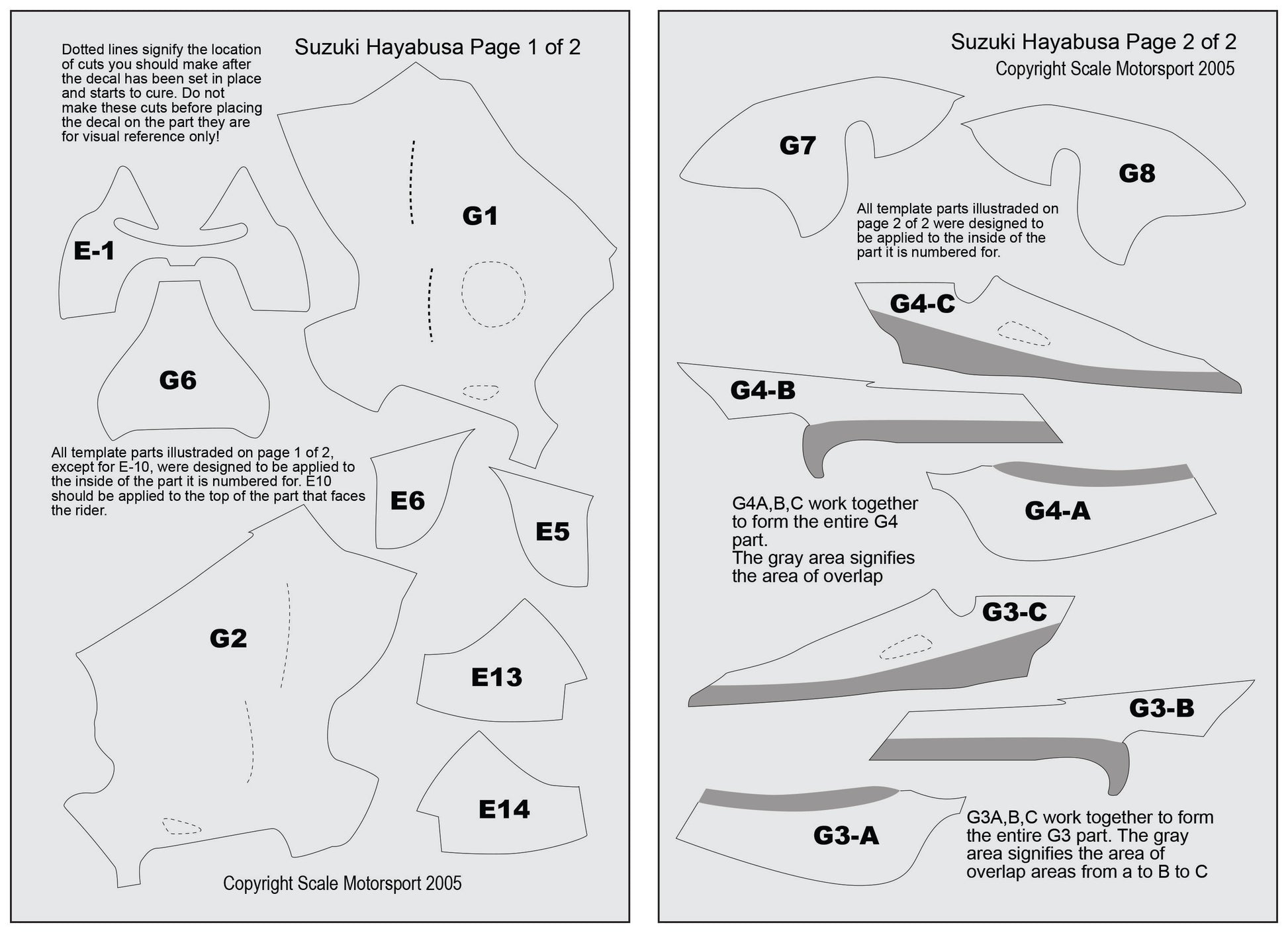 Scale Motorsport 1/12 Suzuki Hayabusa GSX1300R Fibre Template Set Scale Motorsport