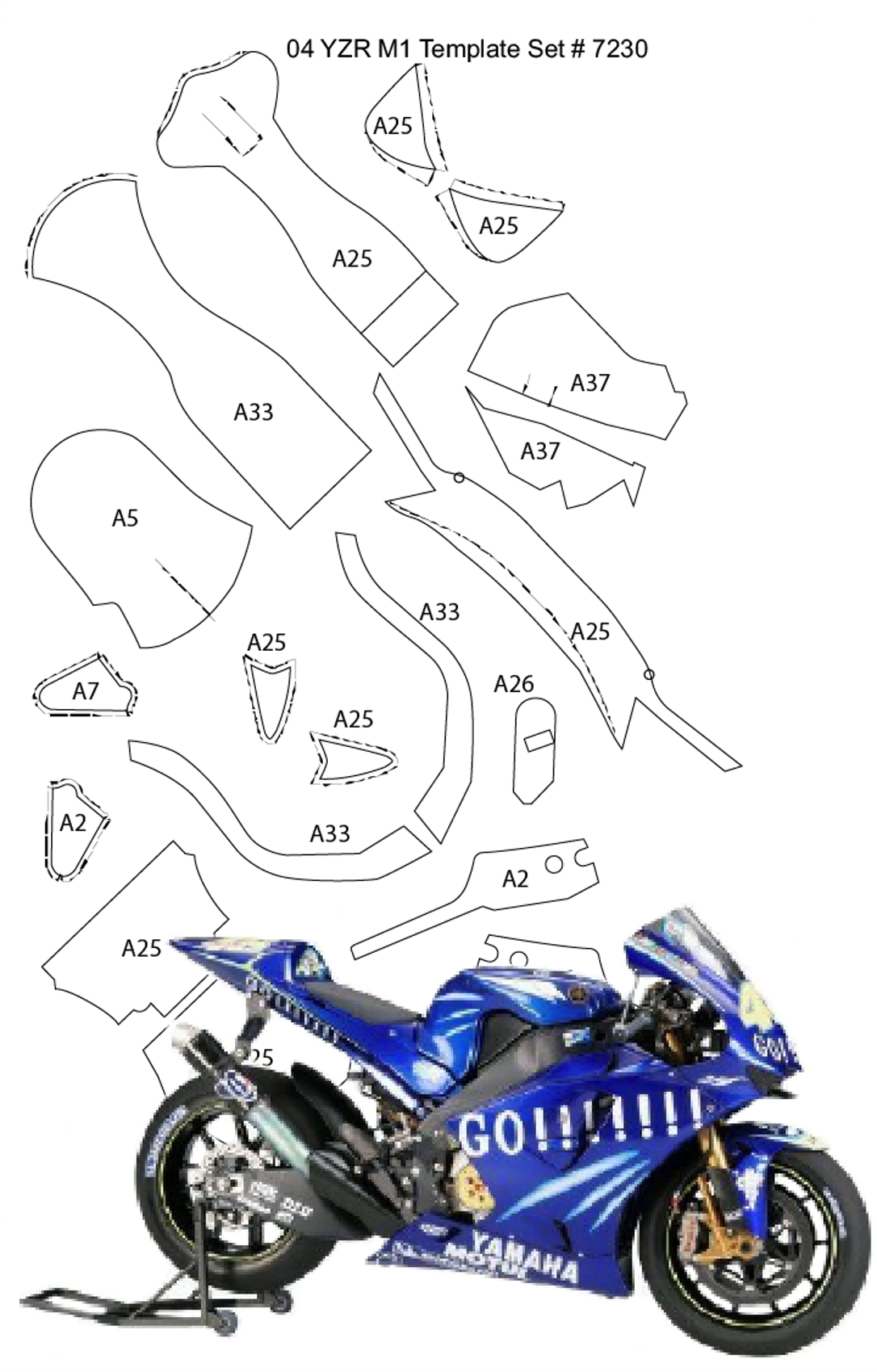 Scale Motorsport 1/12 Yamaha YZR-M1 '04 Fibre Template Set Scale Motorsport