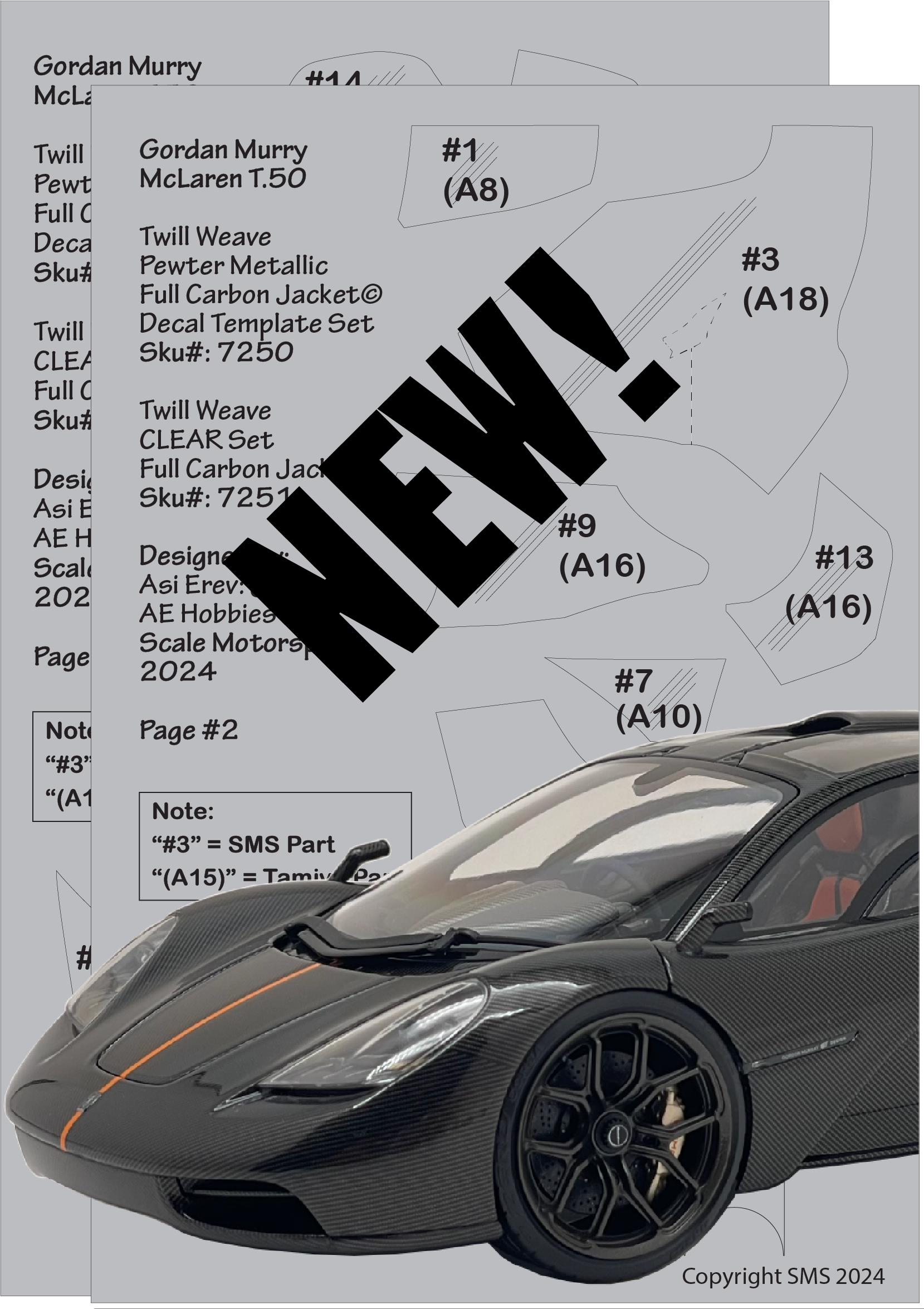 Scale Motorsport 1/24 Gordon Murray T.50 Full Carbon Jacket - Pewter Metallic Scale Motorsport