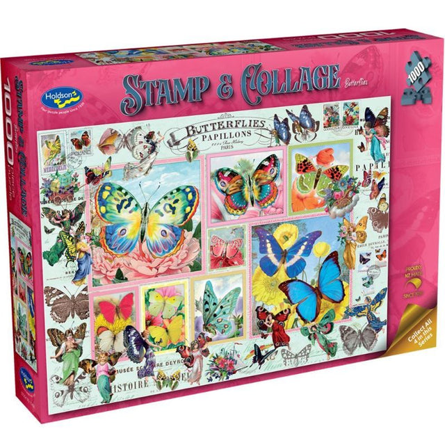 Holdson 1000 Piece Jigsaw Puzzle Stamp & Collage Butterflies Holdson