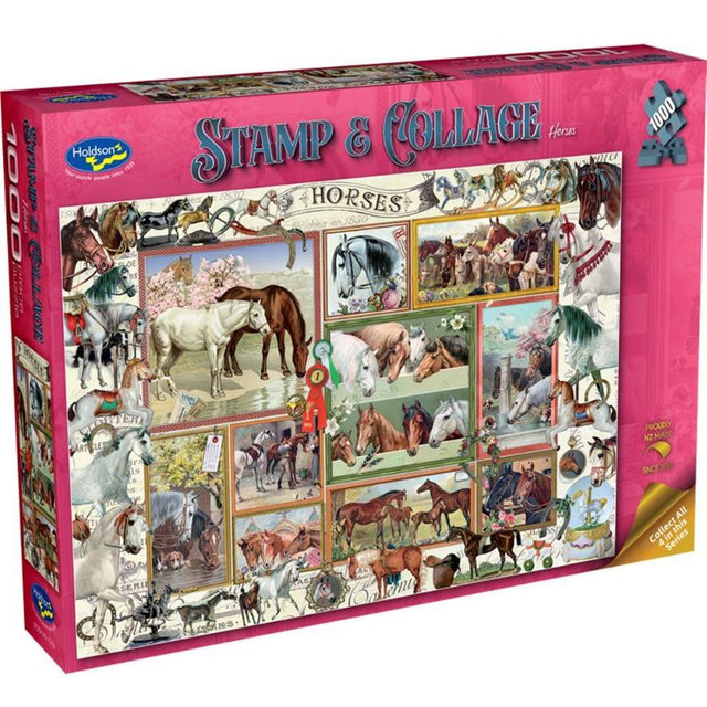 Holdson 1000 Piece Jigsaw Puzzle Stamp & Collage Horses Holdson
