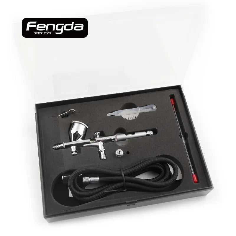 Fengda AG-326 Premium Airbrush Compressor w/Tank & BD-180K Dual-action Airbrush Combo Kit Fengda