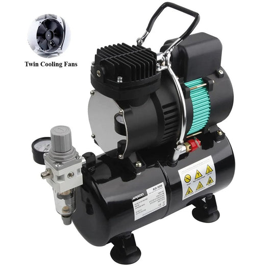 Fengda AG-326 Premium Airbrush Compressor w/Tank & BD-180K Dual-action Airbrush Combo Kit Fengda