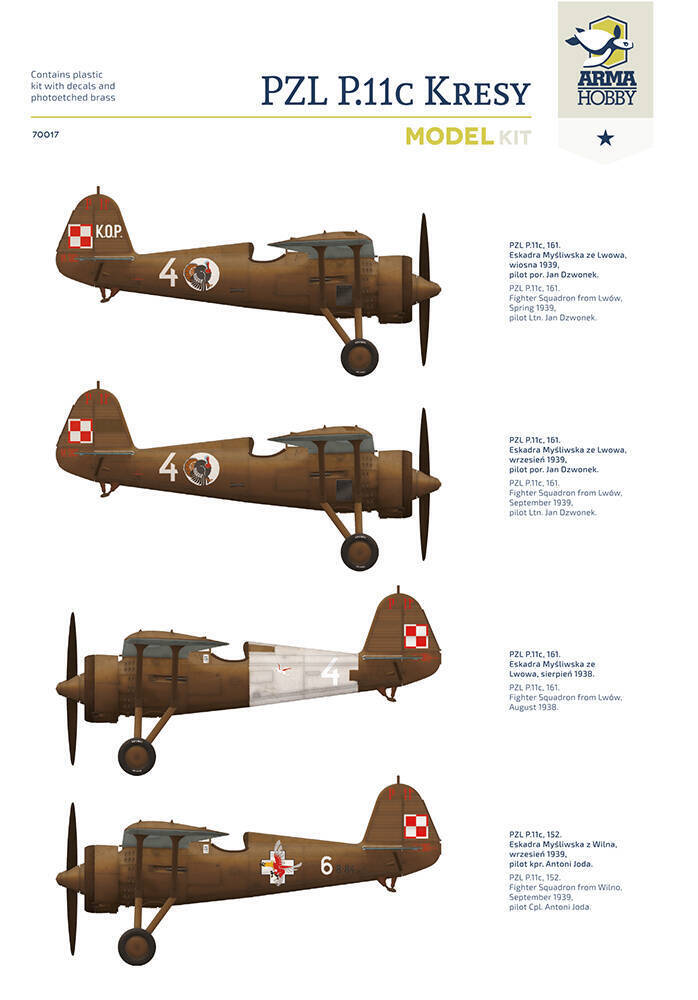 Arma Hobby 1:72 PZL P.11c "Kresy" Model Kit Plastic Model Kit