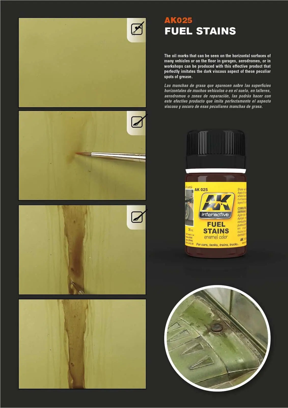AK Interactive Weathering: Fuel Stains 35ml Enamel Paint AK Interactive