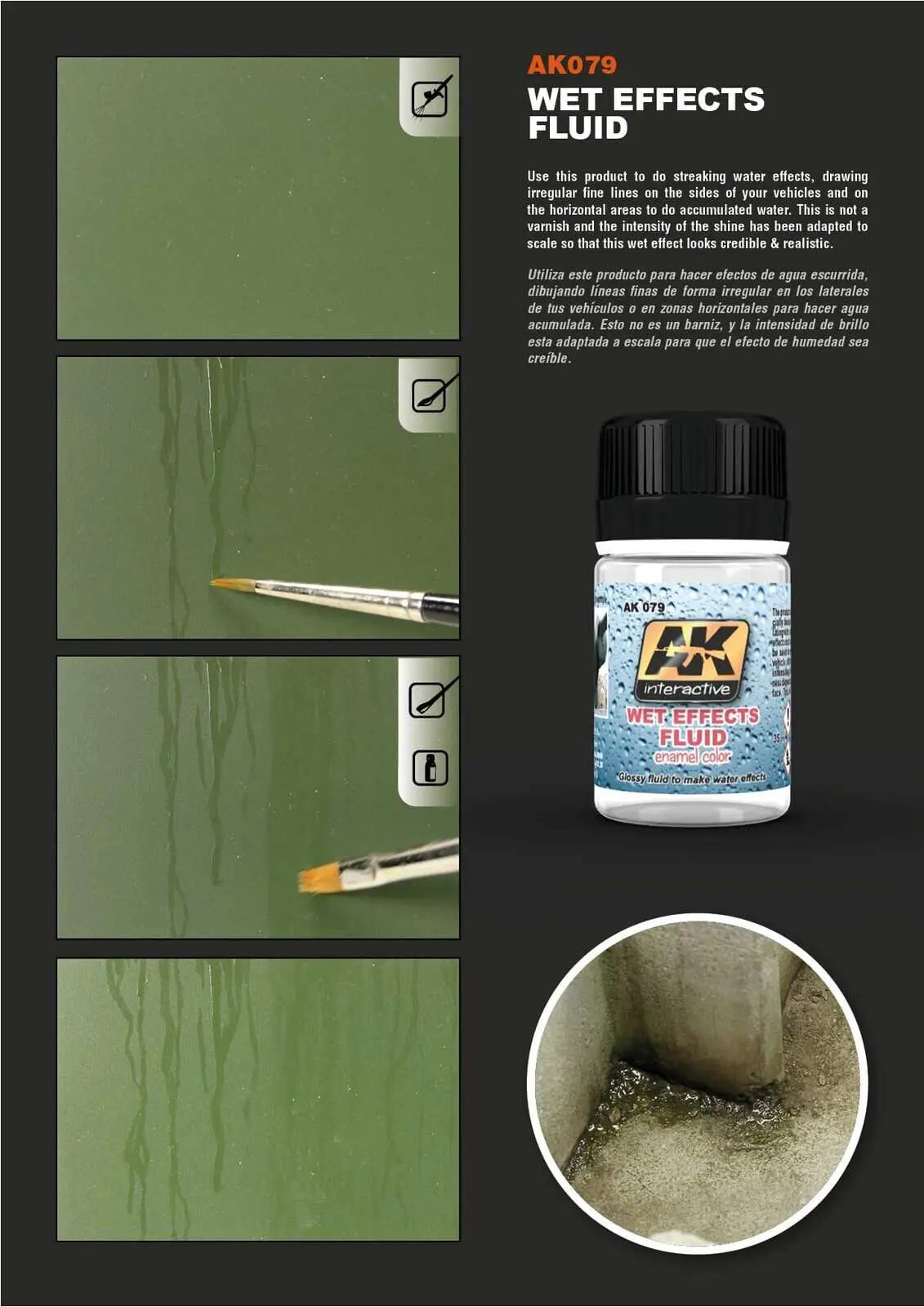 AK Interactive Weathering: Wet Effects Fluid 35ml Enamel Paint AK Interactive