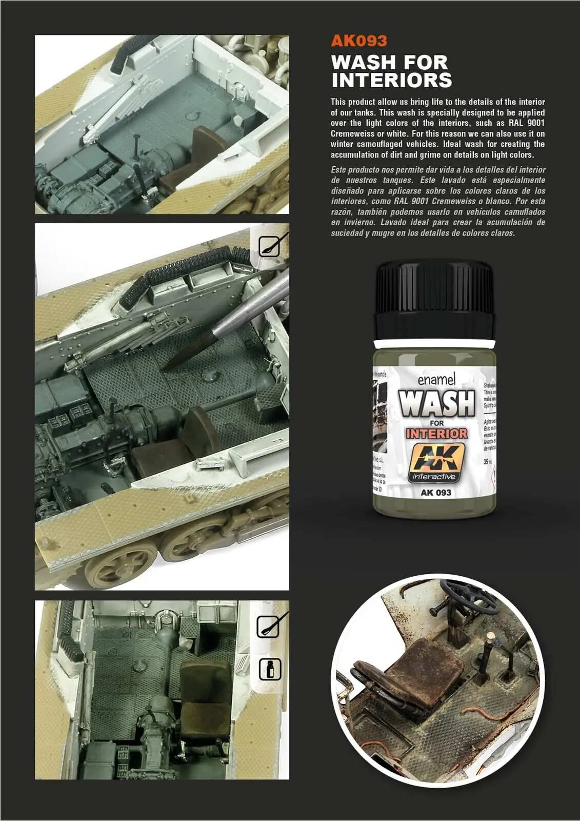 AK Interactive Weathering: Wash For Interiors 35ml Enamel Paint AK Interactive