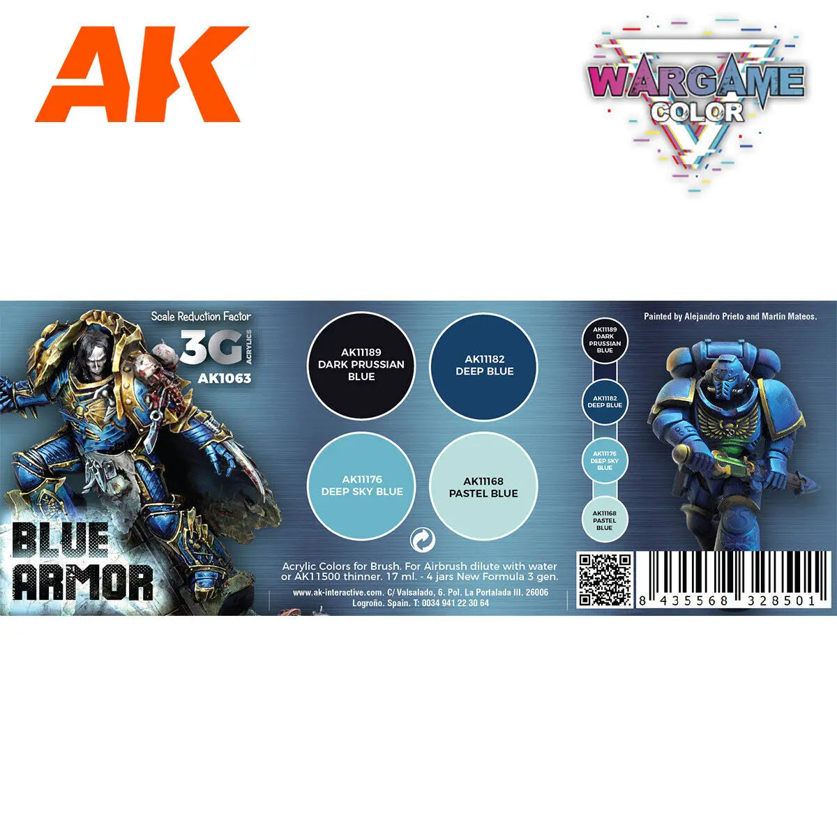 AK Interactive Wargame: Blue Armor Acrylic Paint Set 3rd Generation AK Interactive