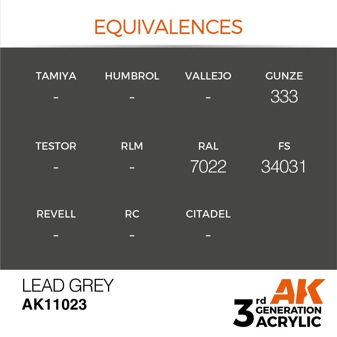 AK Interactive Lead Grey Acrylic Paint 17ml 3rd Generation AK Interactive