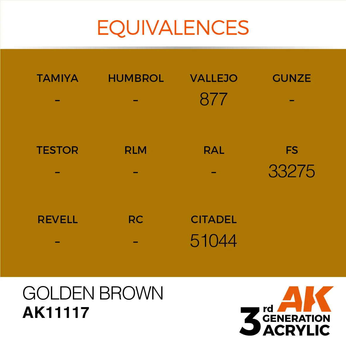 AK Interactive Golden Brown Acrylic Paint 17ml 3rd Generation AK Interactive