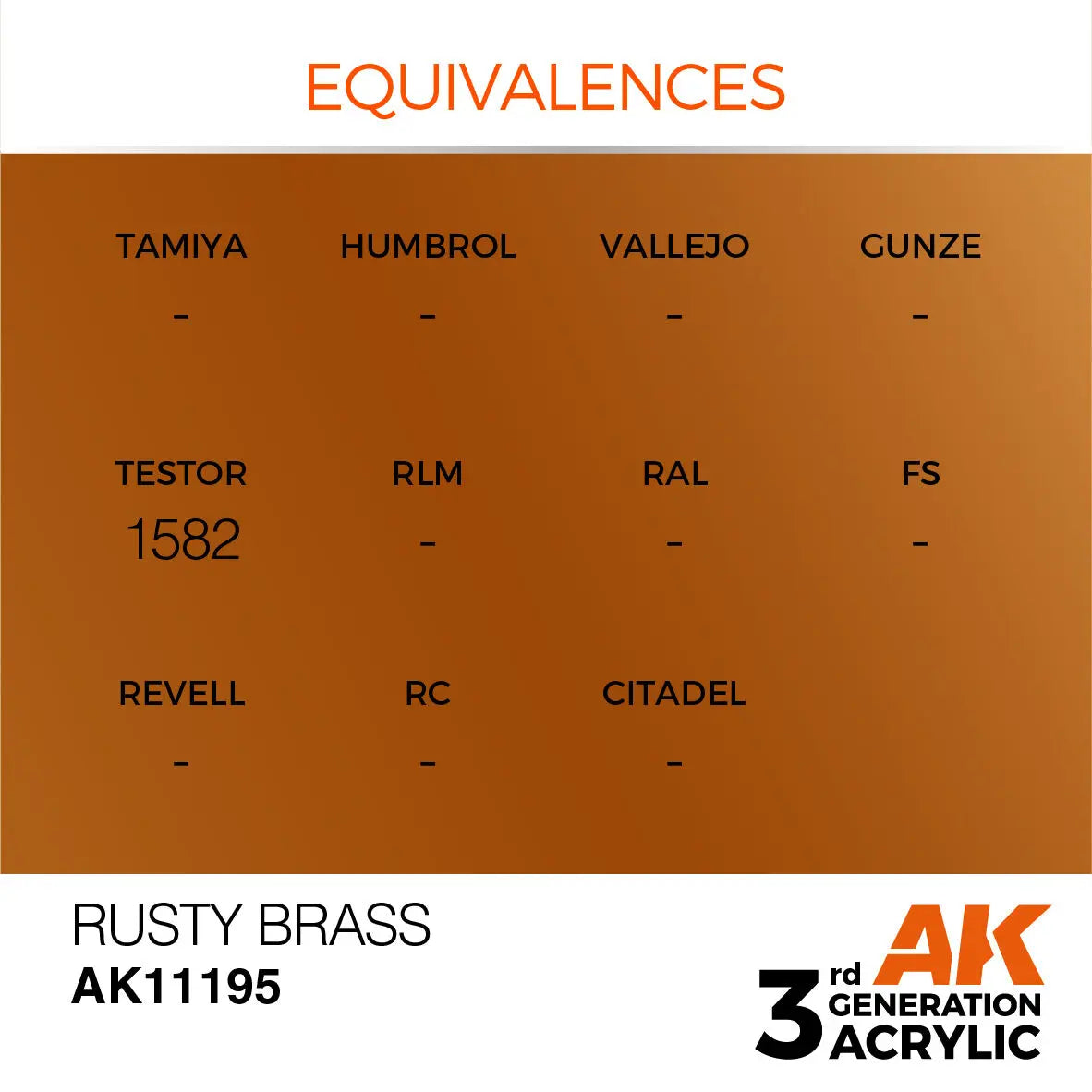 AK Interactive Rusty Brass Metallic Acrylic Paint 17ml 3rd Generation AK Interactive