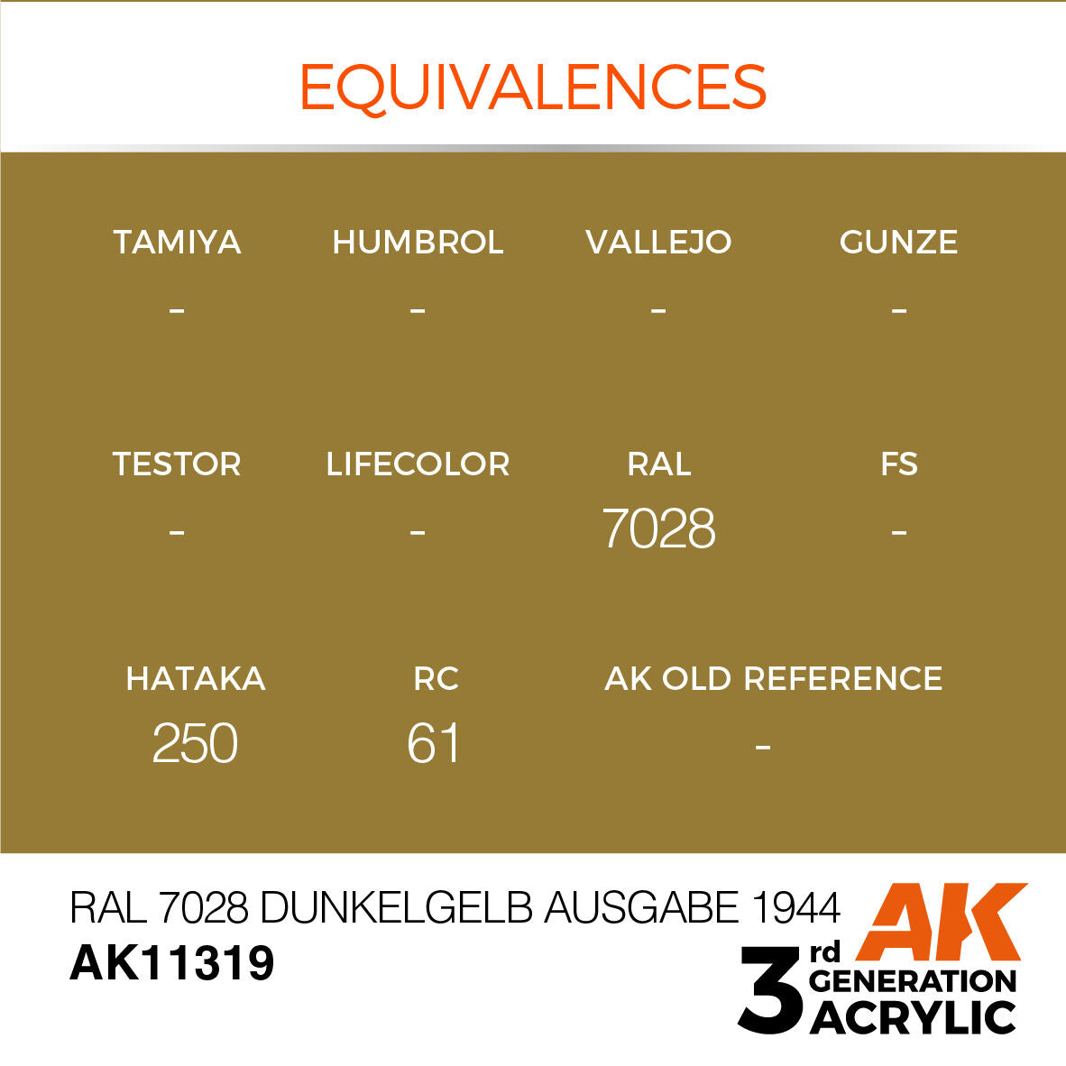 AK Interactive AFV Series: RAL 7028 Dunkelgelb Ausgabe 1944 Acrylic Paint 17ml 3rd Generation AK Interactive