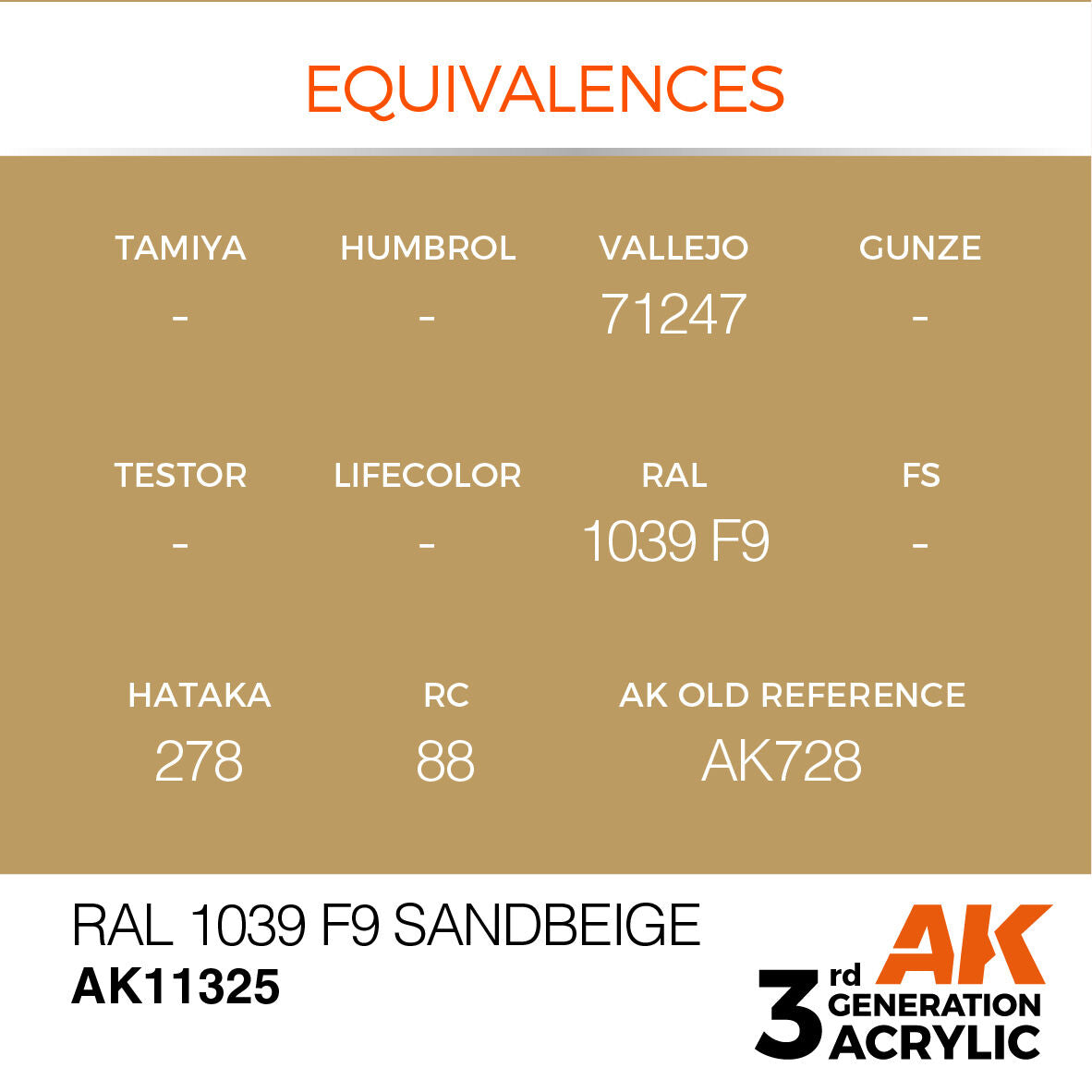 AK Interactive AFV Series: RAL 1039 F9 Sandbeige Acrylic Paint 17ml 3rd Generation AK Interactive