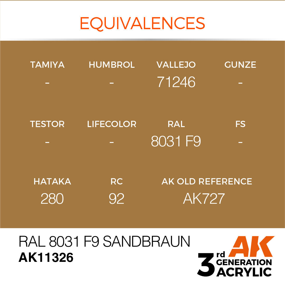 AK Interactive AFV Series: RAL 8031 F9 Sandbraun Acrylic Paint 17ml 3rd Generation AK Interactive