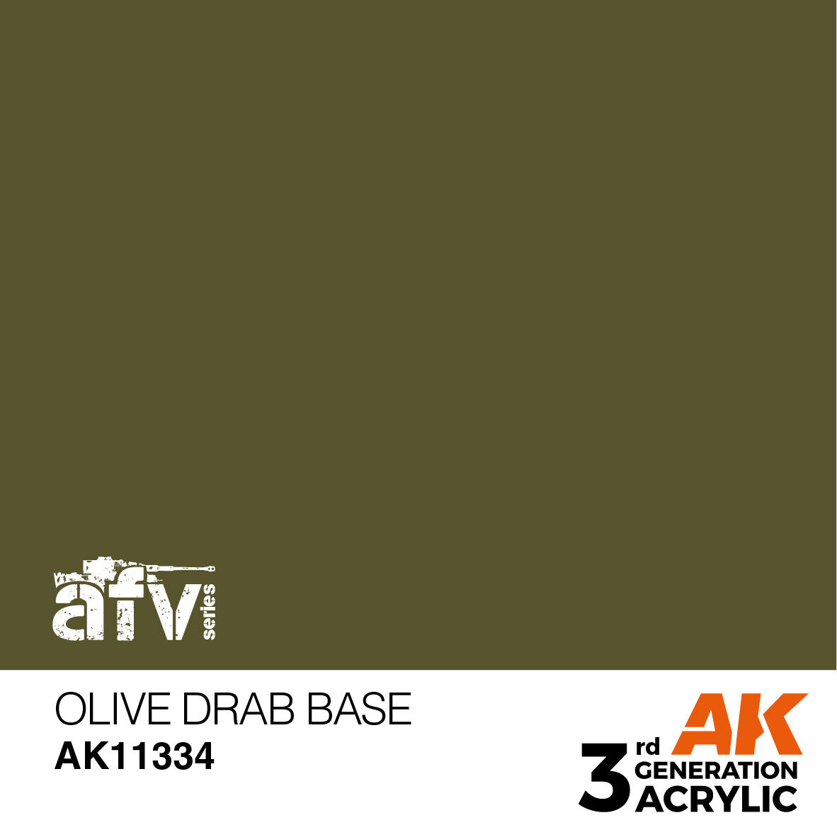 AK Interactive AFV Series: Olive Drab Base Acrylic Paint 17ml 3rd Generation AK Interactive