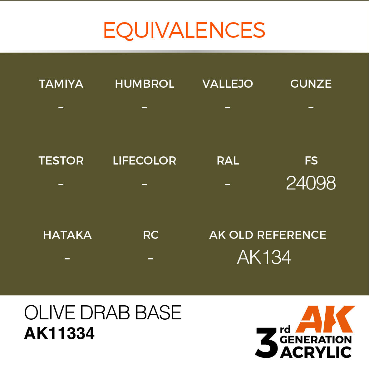 AK Interactive AFV Series: Olive Drab Base Acrylic Paint 17ml 3rd Generation AK Interactive