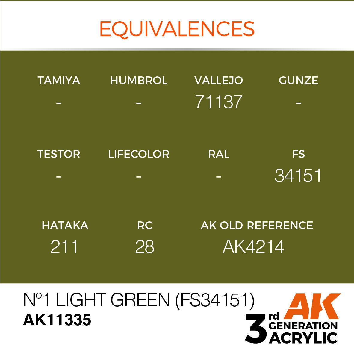 AK Interactive AFV Series: No.1 Light Green (FS34151) Acrylic Paint 17ml 3rd Generation AK Interactive