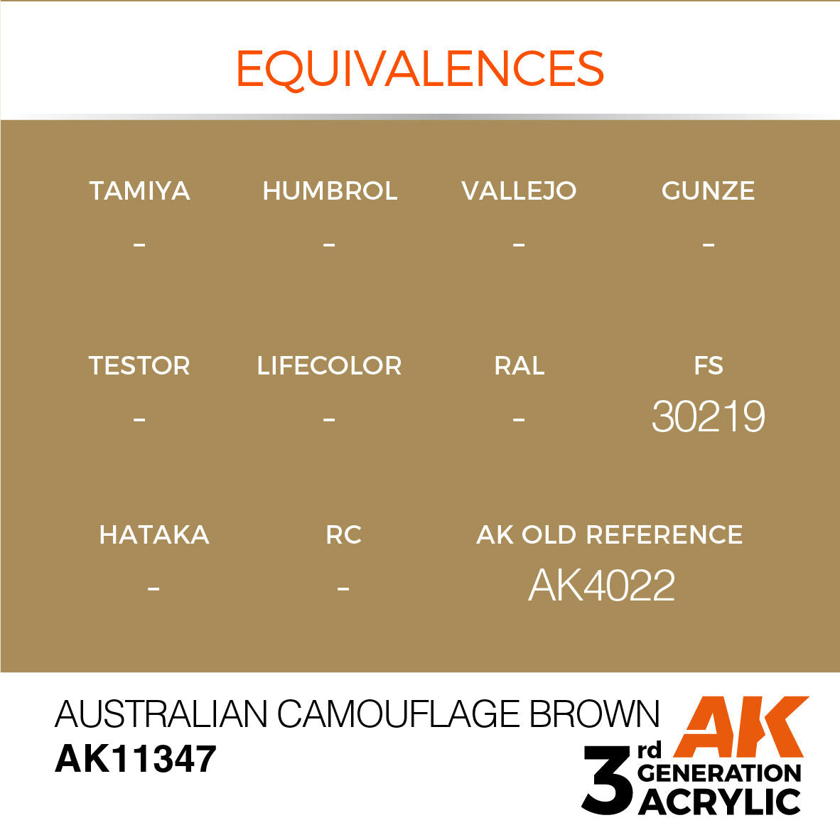 AK Interactive AFV Series: Australian Camouflage Brown Acrylic Paint 17ml 3rd Generation AK Interactive