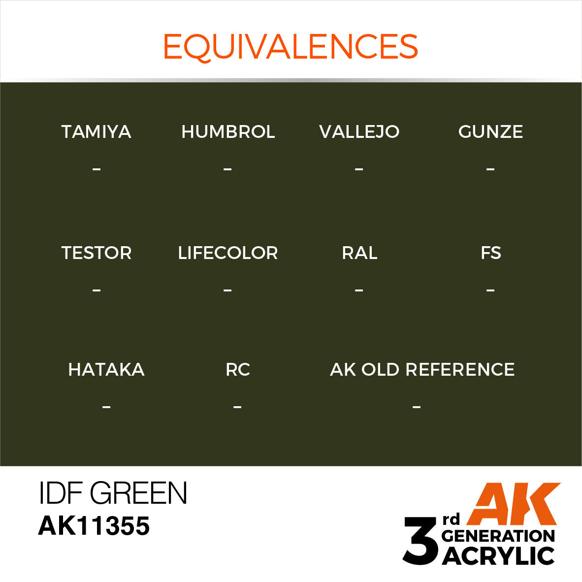 AK Interactive AFV Series: IDF Green Acrylic Paint 17ml 3rd Generation AK Interactive