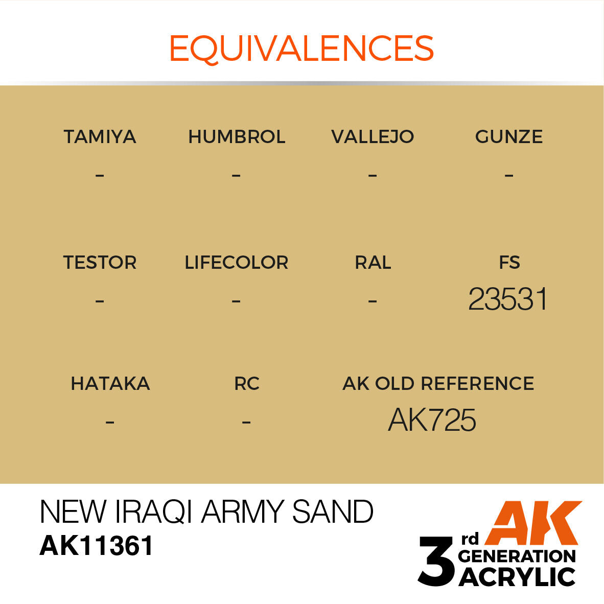 AK Interactive AFV Series: New Iraqi Army Sand Acrylic Paint 17ml 3rd Generation AK Interactive