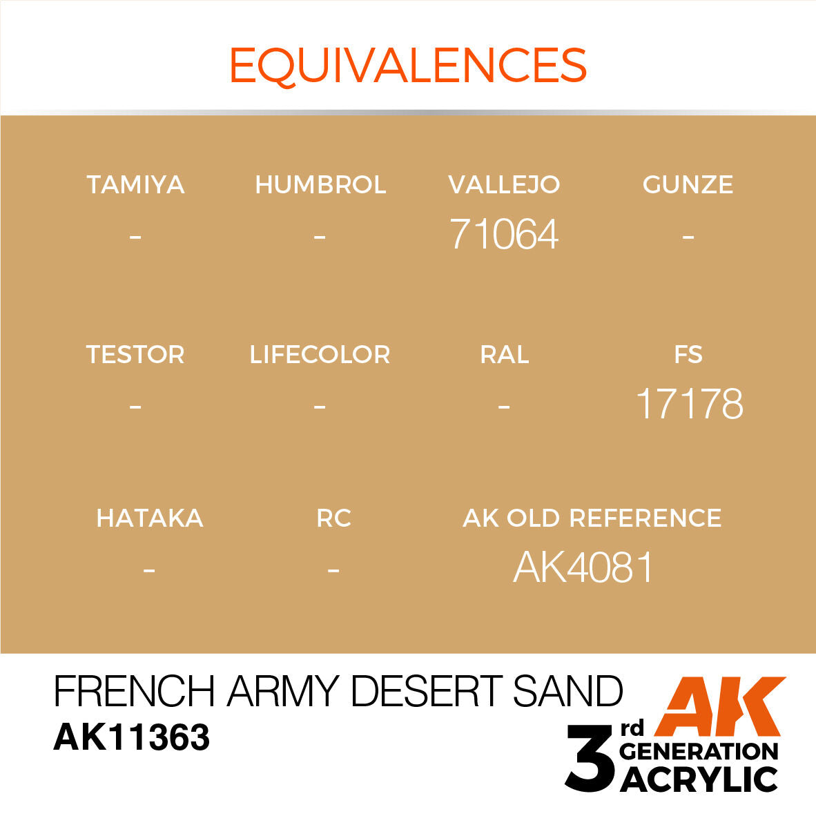 AK Interactive AFV Series: French Army Desert Sand Acrylic Paint 17ml 3rd Generation AK Interactive