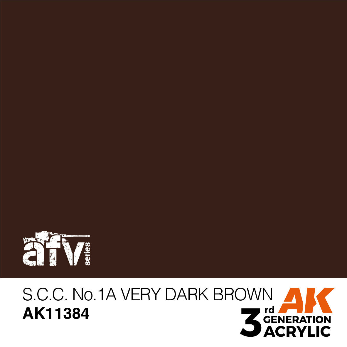 AK Interactive AFV Series: S.C.C. No.1A Very Dark Brown Acrylic Paint 17ml 3rd Generation AK Interactive