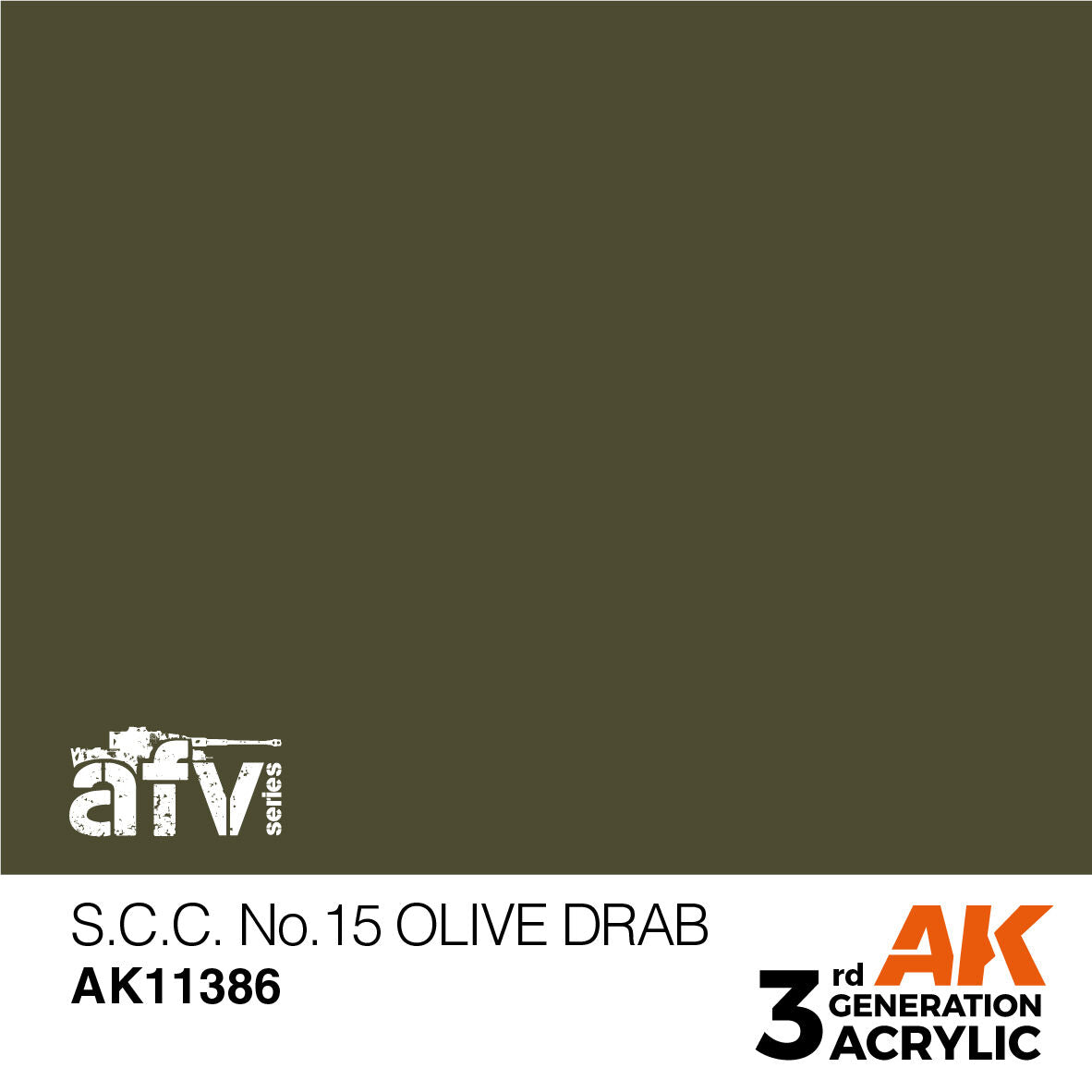 AK Interactive AFV Series: S.C.C. No.15 Olive Drab Acrylic Paint 17ml 3rd Generation AK Interactive