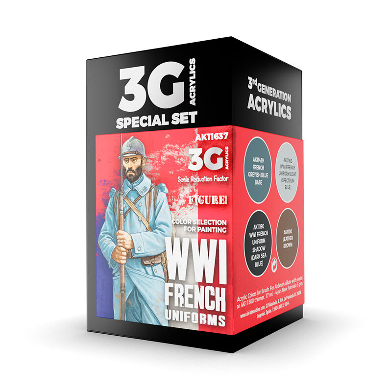 AK Interactive Figure Series: WWI French Uniforms Acrylic Paint Set 3rd Generation AK Interactive