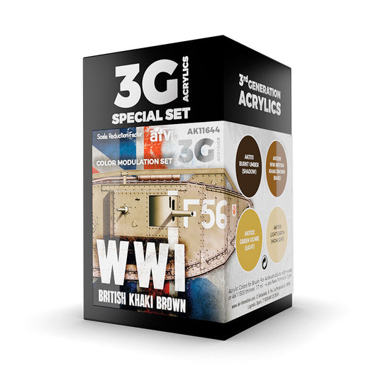 AK Interactive AFV Series: Modulation WWI British Colors Acrylic Paint Set 3rd Generation AK Interactive