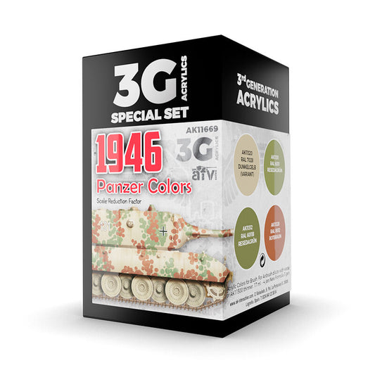 AK Interactive AFV Series: Panzer Colors 1946 Acrylic Paint Set 3rd Generation AK Interactive