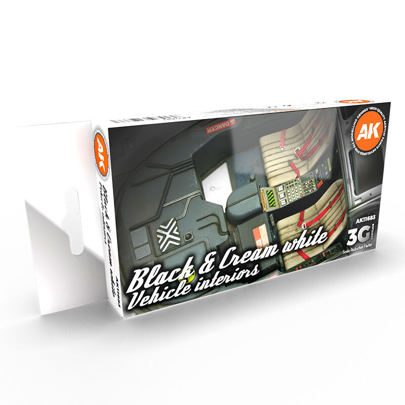 AK Interactive Civil Series: Black Interior And Cream White Acrylic Paint Set 3rd Generation AK Interactive