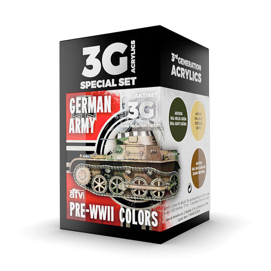 AK Interactive AFV Series: German Army Pre-WWII Colors Acrylic Paint Set 3rd Generation AK Interactive