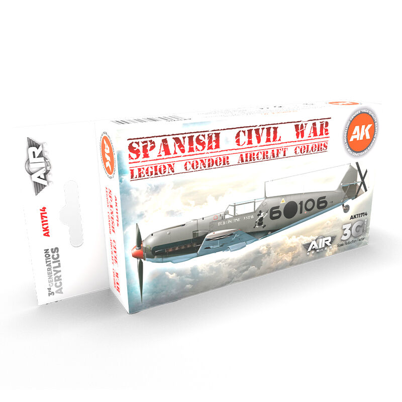 AK Interactive Air Series: Spanish Civil War. Legion Condor Aircraft Acrylic Paint Set 3rd Generation AK Interactive