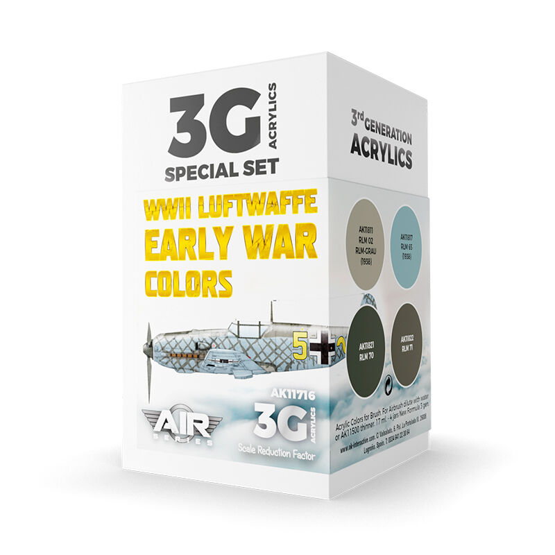 AK Interactive Air Series: WWII Luftwaffe Early War Colors Acrylic Paint Set 3rd Generation AK Interactive