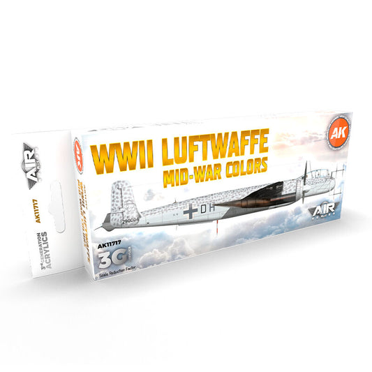 AK Interactive Air Series: WWII Luftwaffe Mid-War Colors Acrylic Paint Set 3rd Generation AK Interactive