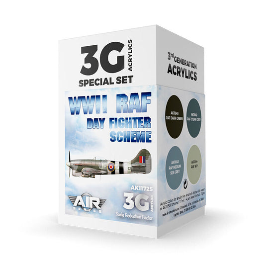 AK Interactive Air Series: WWII RAF Day Fighter Scheme Acrylic Paint Set 3rd Generation AK Interactive