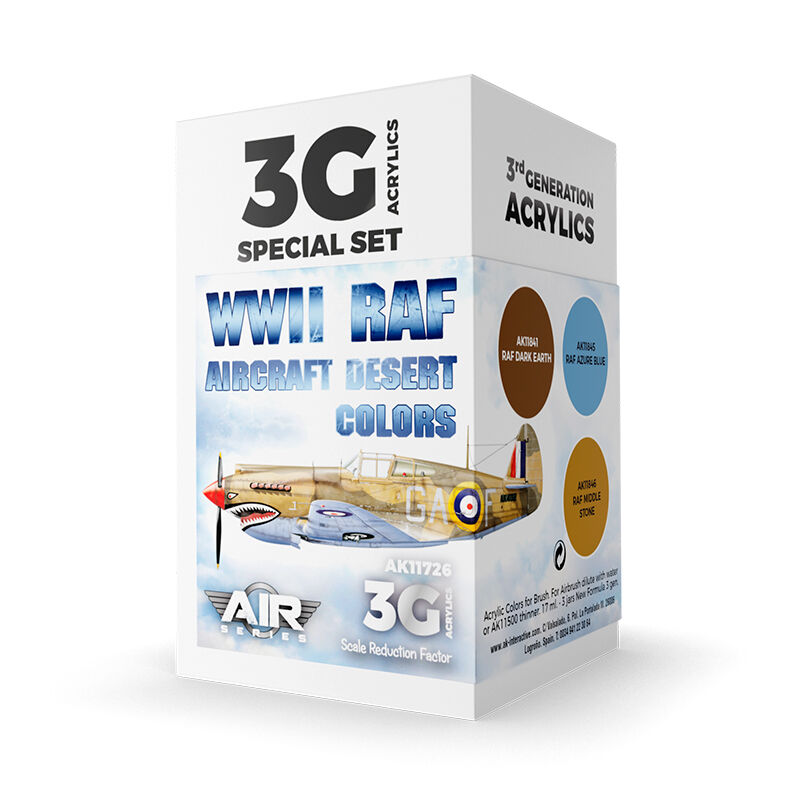 AK Interactive Air Series: WWII RAF Aircraft Desert Colors Acrylic Paint Set 3rd Generation AK Interactive