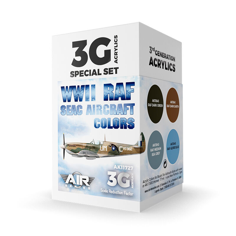 AK Interactive Air Series: WWII RAF SEAC Aircraft Colors Acrylic Paint Set 3rd Generation AK Interactive