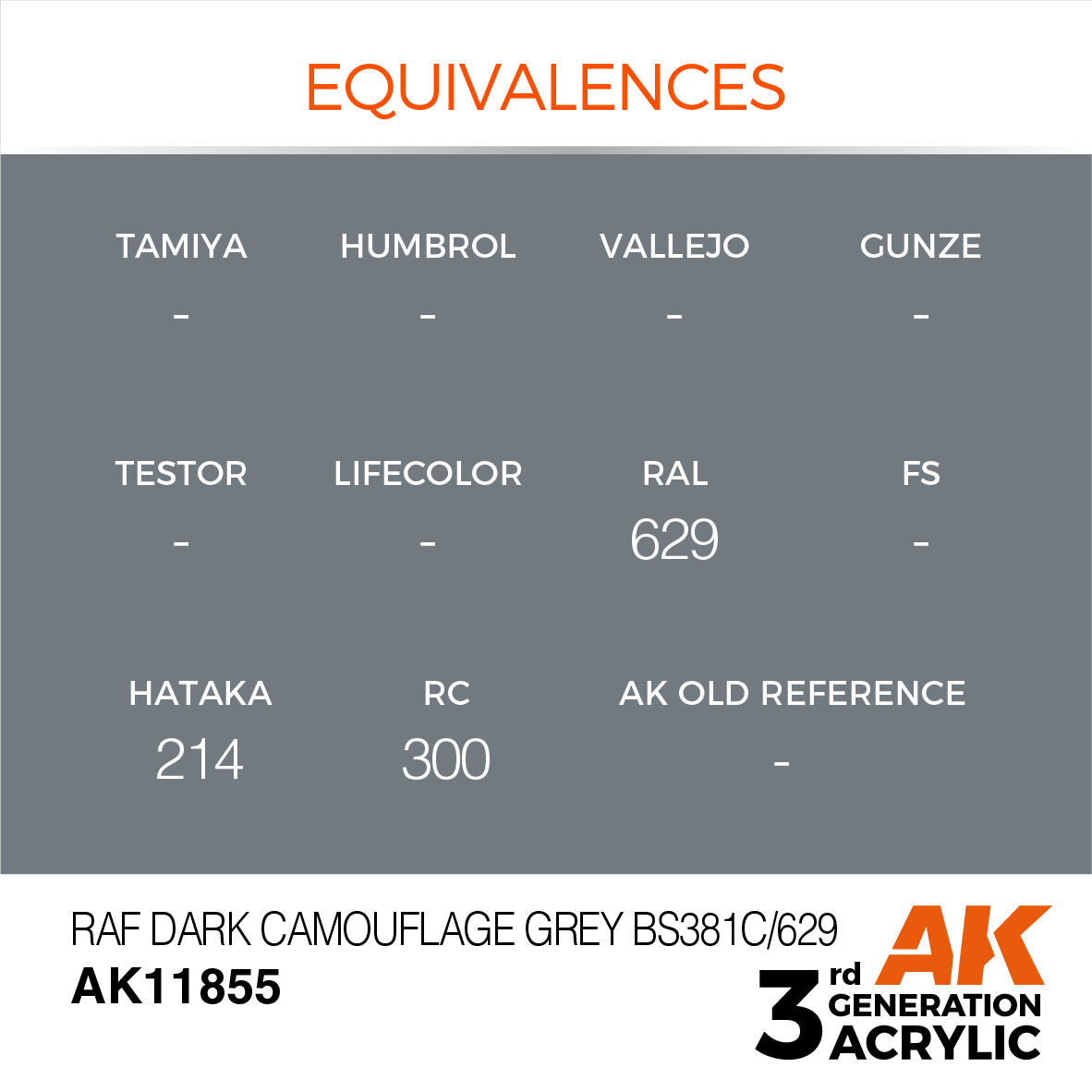 AK Interactive Air Series: RAF Dark Camouflage Grey BS381C/629 Acrylic Paint 17ml 3rd Generation AK Interactive