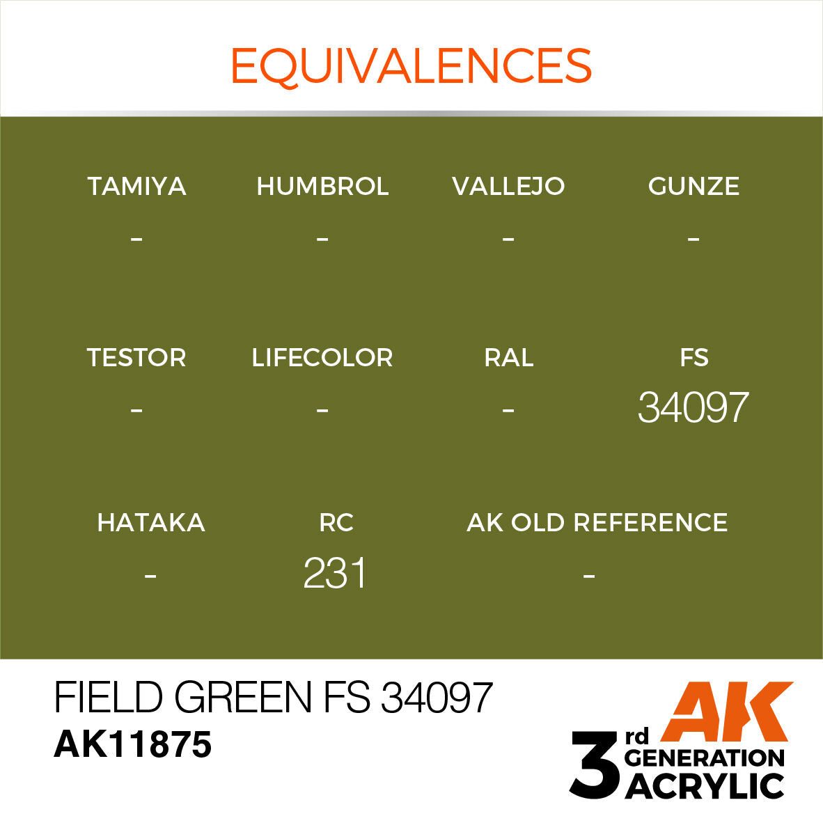 AK Interactive Air Series: Field Green FS 34097 Acrylic Paint 17ml 3rd Generation AK Interactive
