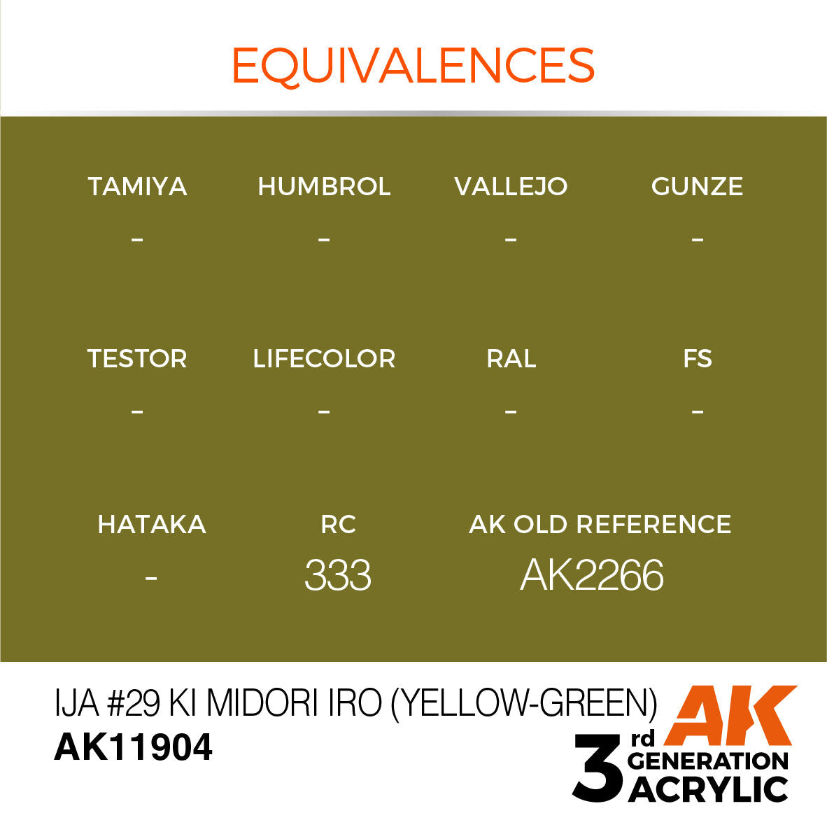 AK Interactive Air Series: IJA #29 Ki Midori iro (Yellow-Green) Acrylic Paint 17ml 3rd Generation AK Interactive