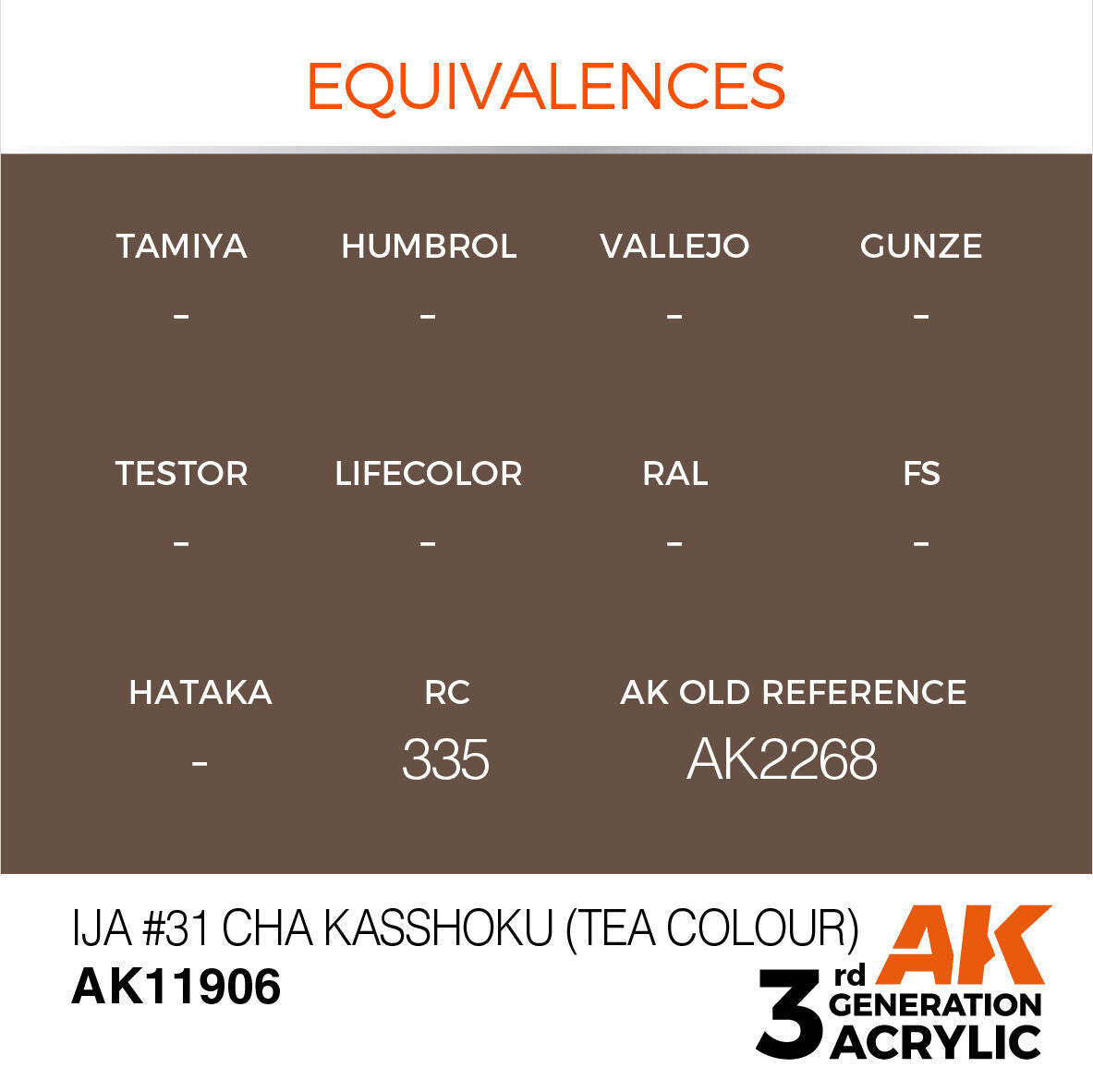 AK Interactive Air Series: IJA #31 Cha Kasshoku (Tea Colour) Acrylic Paint 17ml 3rd Generation AK Interactive