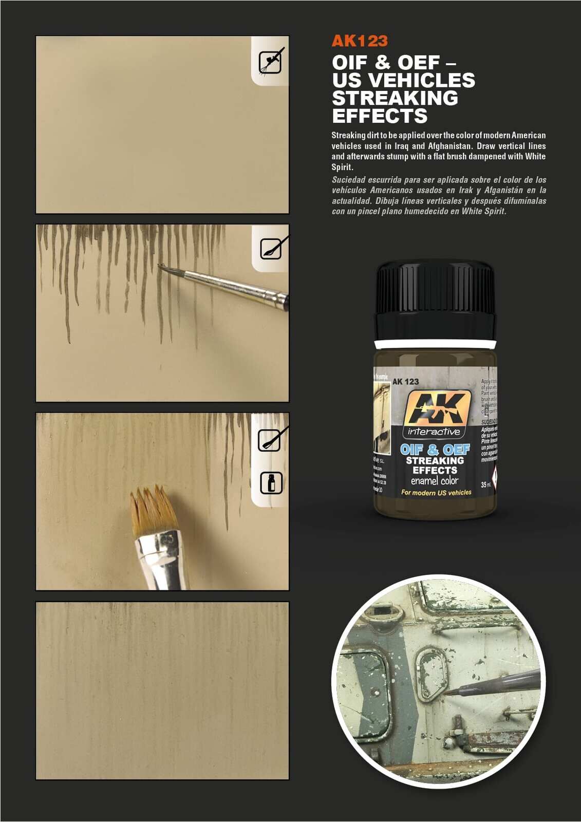 AK Interactive Weathering: Streaking Effects For Oif & Oef - Us Vehicles 35ml Enamel Paint AK Interactive