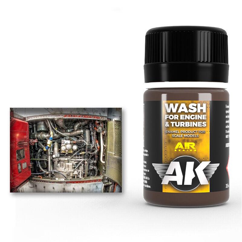 AK Interactive Weathering: Wash For Aircraft Engine 35ml Enamel Paint AK Interactive