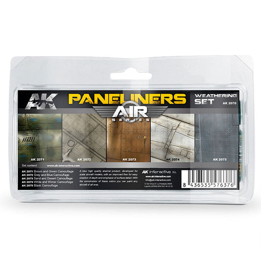 AK Interactive Weathering: Paneliners Weathering Enamel Paint Set AK Interactive