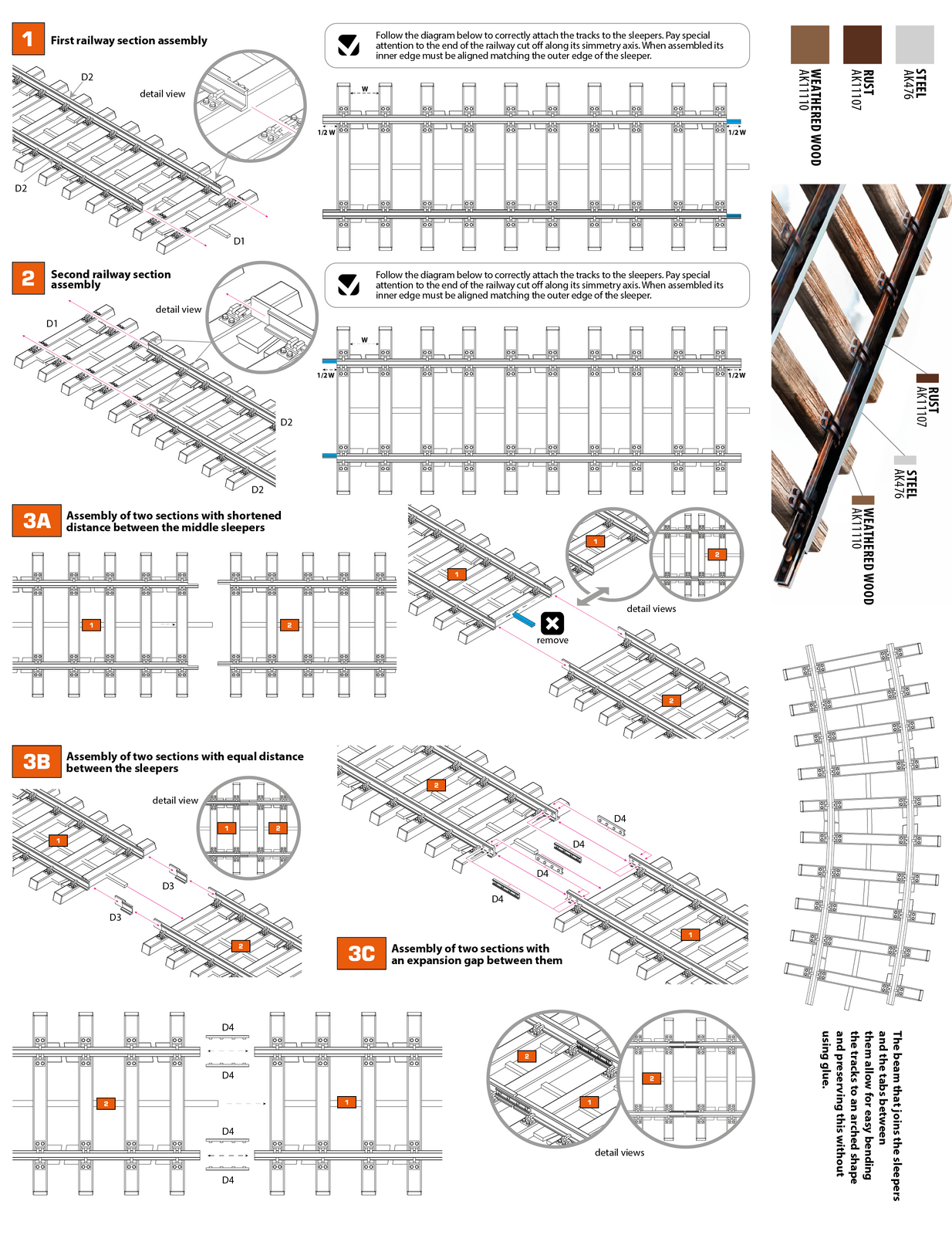 AK Interactive 1/35 Double Railway Track Section Plastic Model Kit AK Interactive