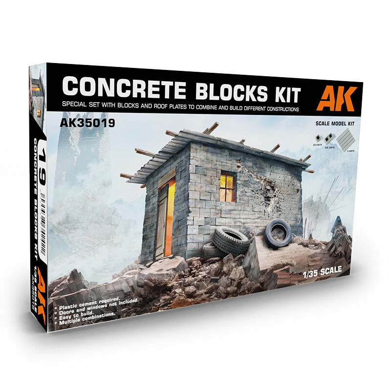 AK Interactive 1/35 Concrete Blocks Kit Scale Plastic Model Kit AK Interactive